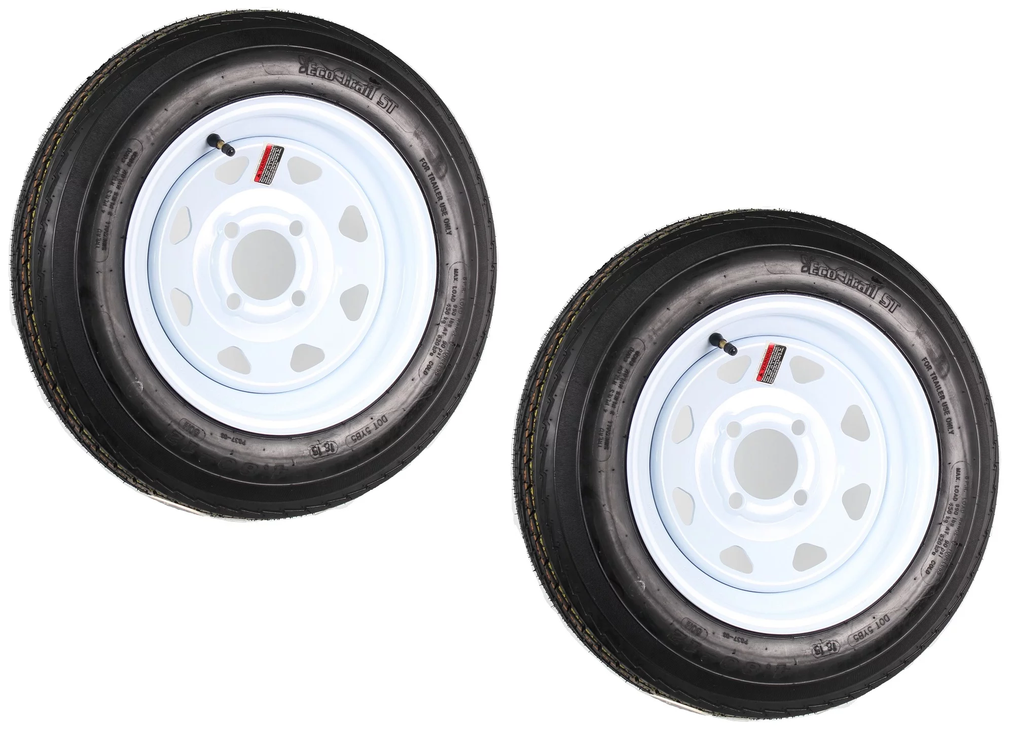 2-Pack Trailer Tire Rim 480-12 4.80-12 LRC 4Lug White Spoke Wheel - Radiant Selections