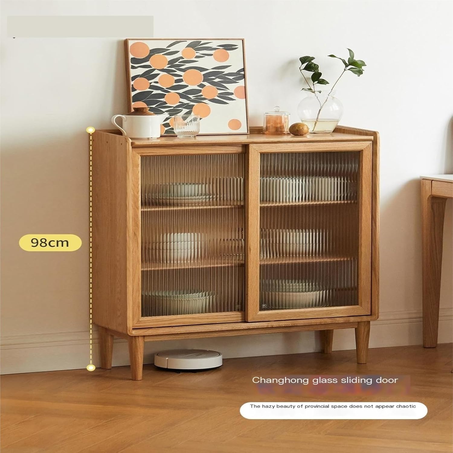 Buffet Cabinet Solid Wood Sideboard Modern Simple Oak Kitchen Cupboard Tea Cabinet Home Living Room Storage Cabinet Buffet Sideboard