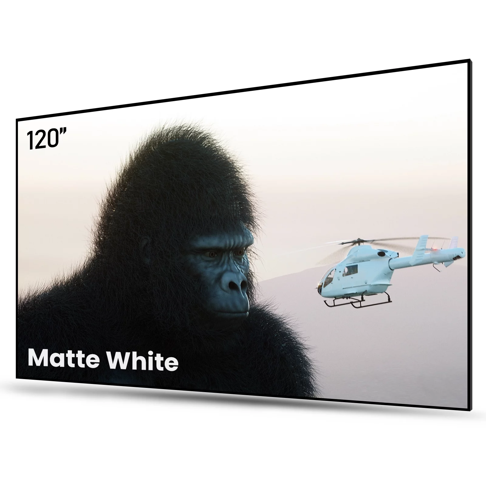 AWOL VISION 120” 16:9 Fixed Frame Projector Screen, 1.3 dB Peak Gain, 4K / 8K UHD Active 3D Wall Mount Matte White