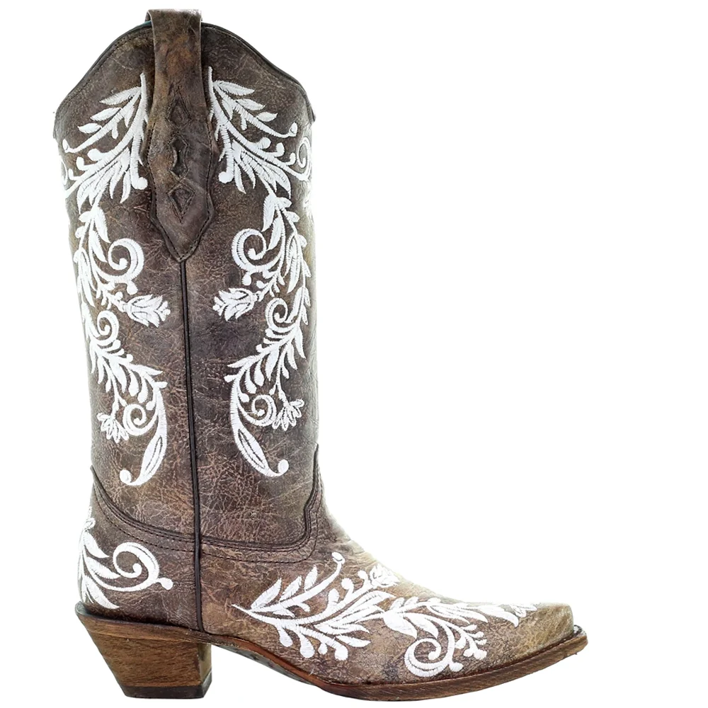 Corral Boots  Womens Glow In The Dark Studded Snip Toe   Dress Boots   Knee High Mid Heel 2-3"