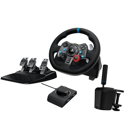 Logitech G29 Driving Force Racing Wheel and Floor Pedals, Real Force Feedback, Stainless Steel Paddle Shifters, Leather Steering Wheel Cover for PS5