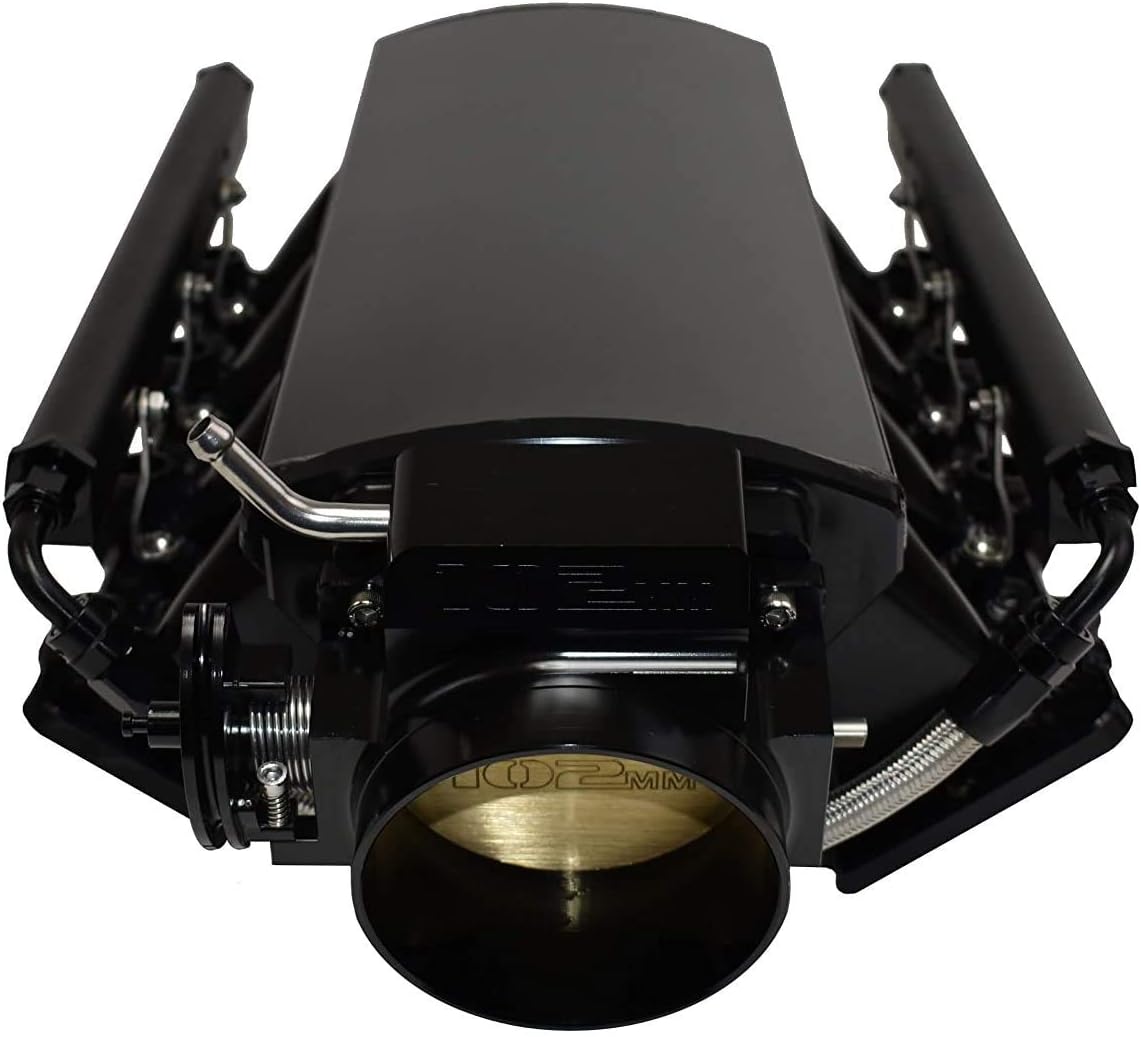 A-Team Performance - Intake Manifold 102mm Throttle Body Sheet Metal Fabricated - Compatible with Chevrolet GMC Pontiac LS LS1 LS2 LS6 EFI Black