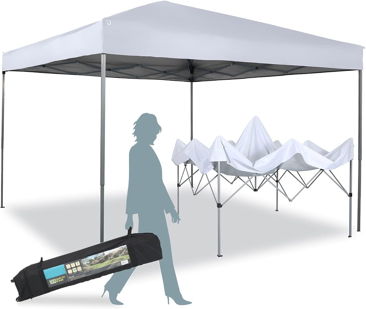 Canopy Tent Outdoor Canopy Party Shade 10 x 10ft Portable Pop Up Canopy Event Tent Party Tent Spacious Summer Cover Instant Canopy Shelter Tent with