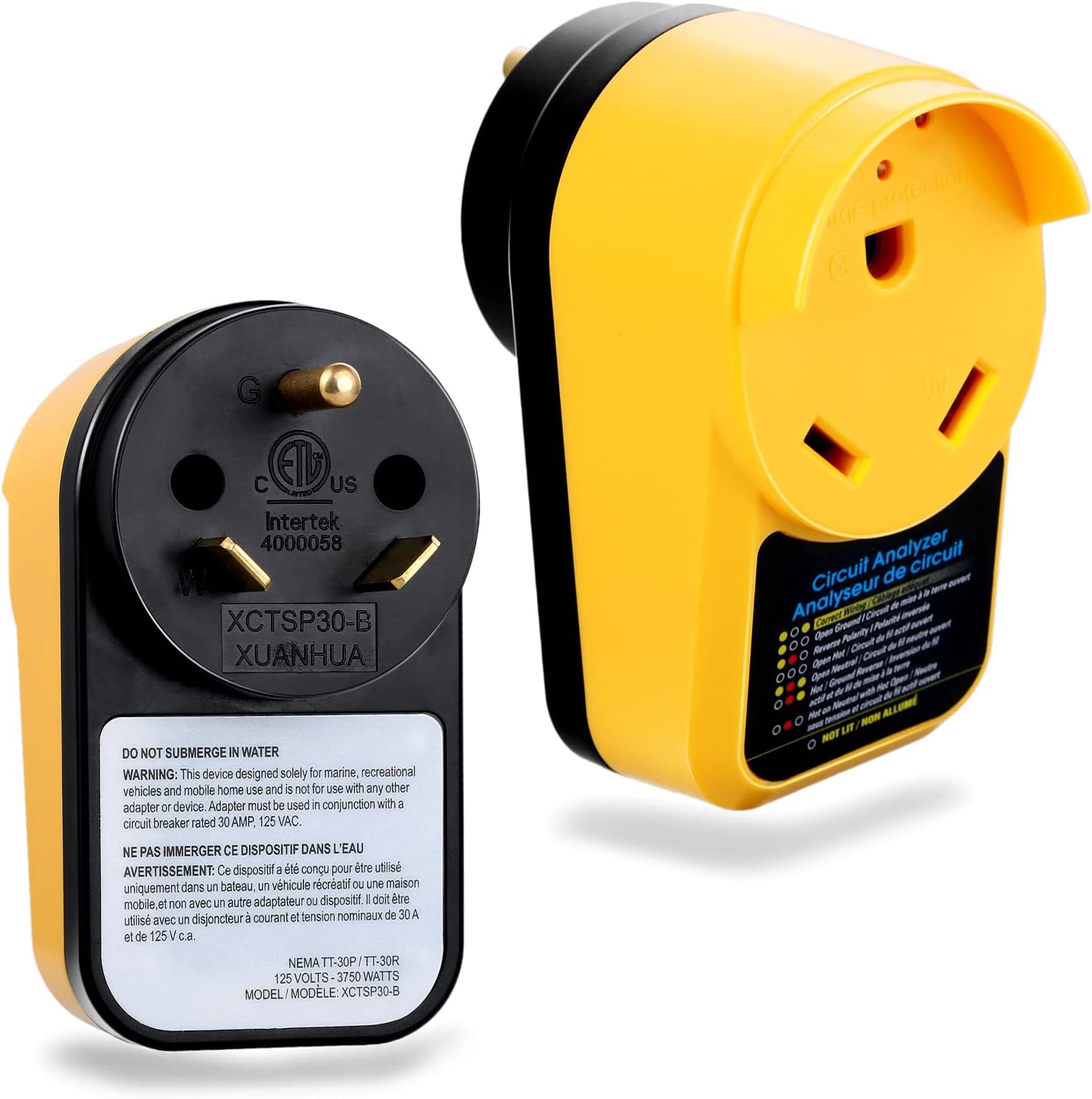 RV Surge Protector 30 Amp Adapter with LED Indicator Light, Circuit Analyzer Portable for RV Trailer Camper