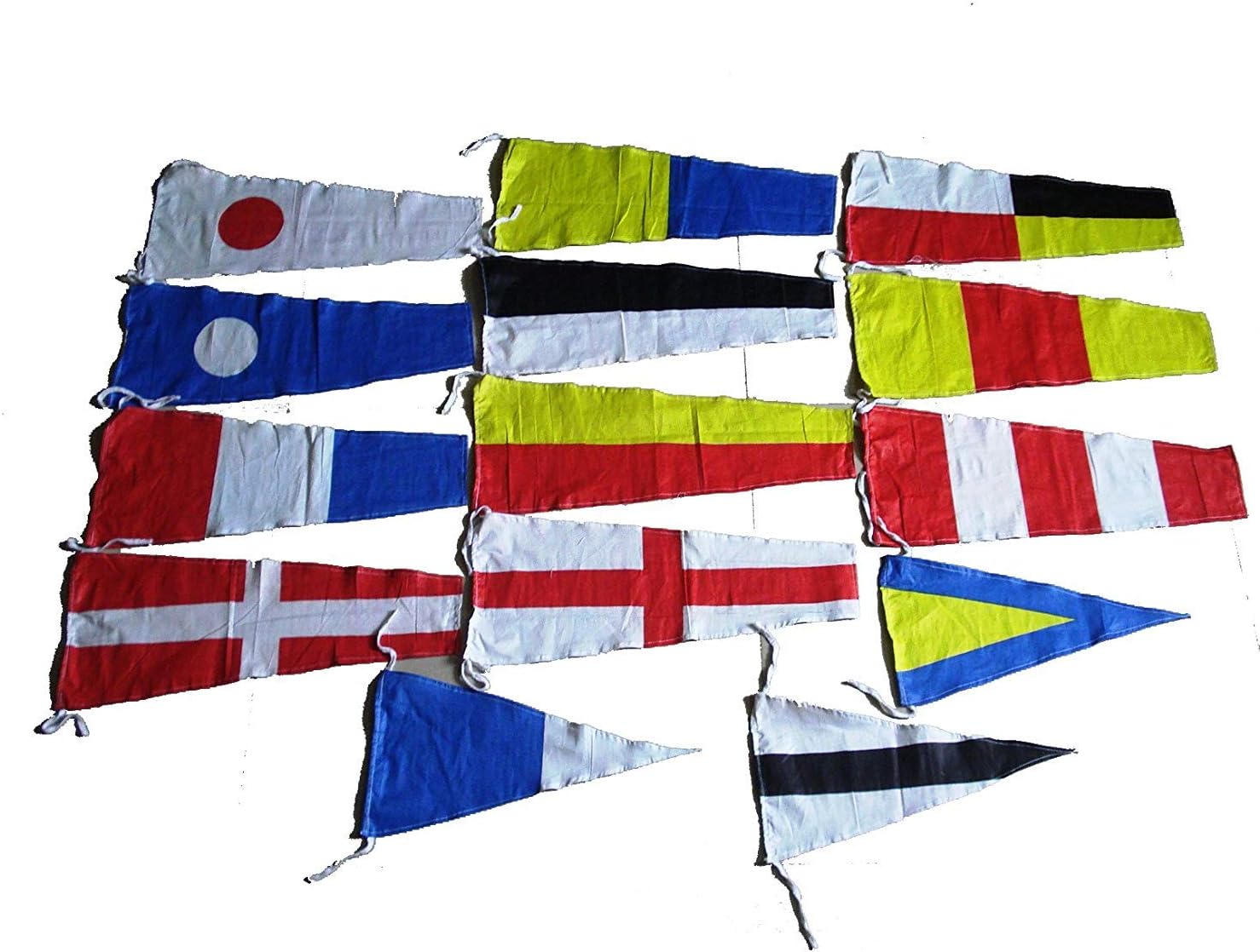 Brass Blessing Naval Signal Flag Set - Complete Set - Maritime/Marine/Boat/Yacht/Beach Party Nautical Decor (Polyester, 14 Flag Set Small)