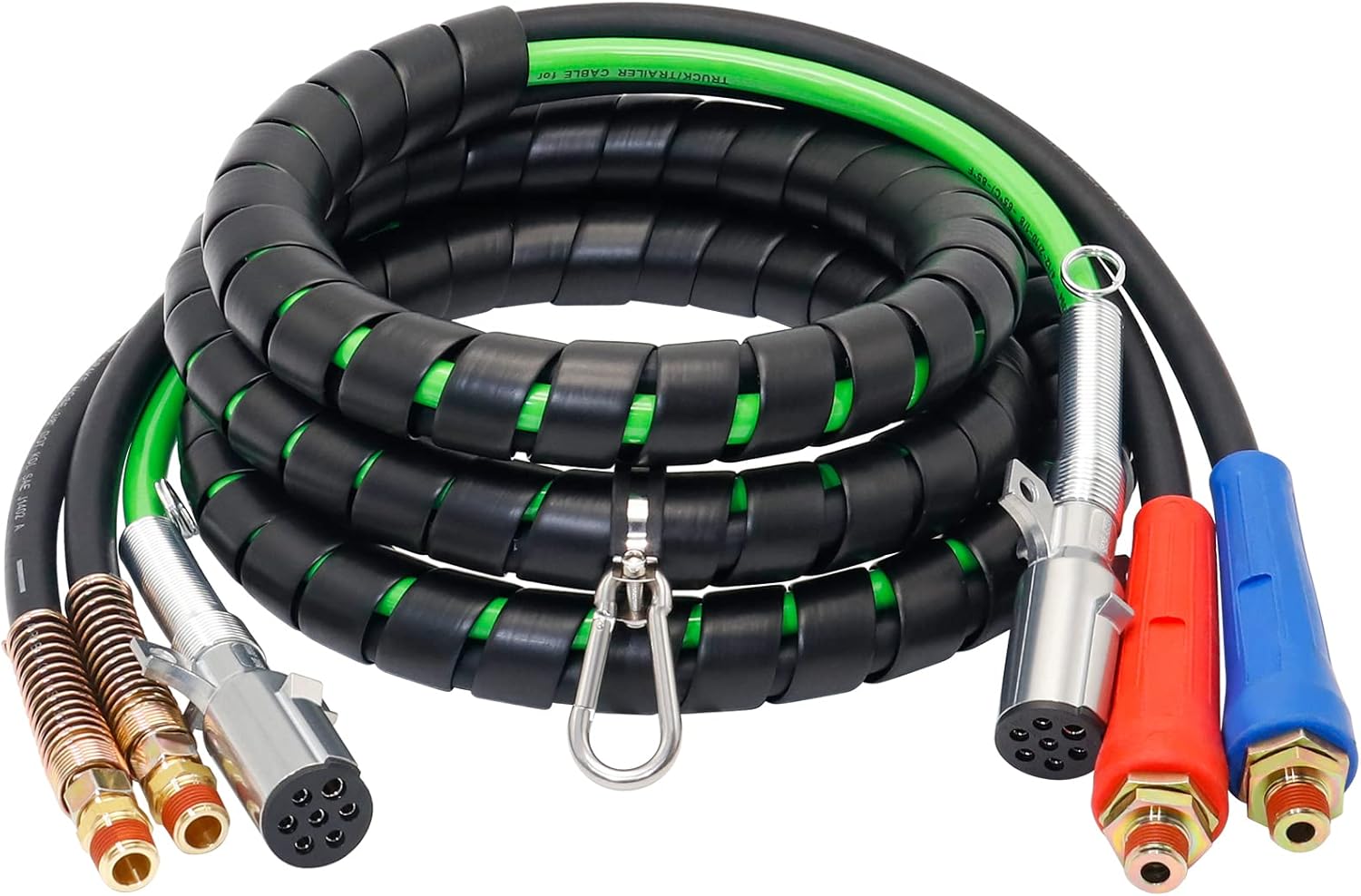 boeray 12ft 3 in 1 Air Lines for Tractor Trailer Freightliner ABS Air Brake Lines Tractor Truck Glad Hand Air Hose