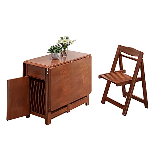 Folding Table And Chairs,Drop Leaf Extension Dining Table With 4 Chairs,Solid Wood Dining Table Set For 4