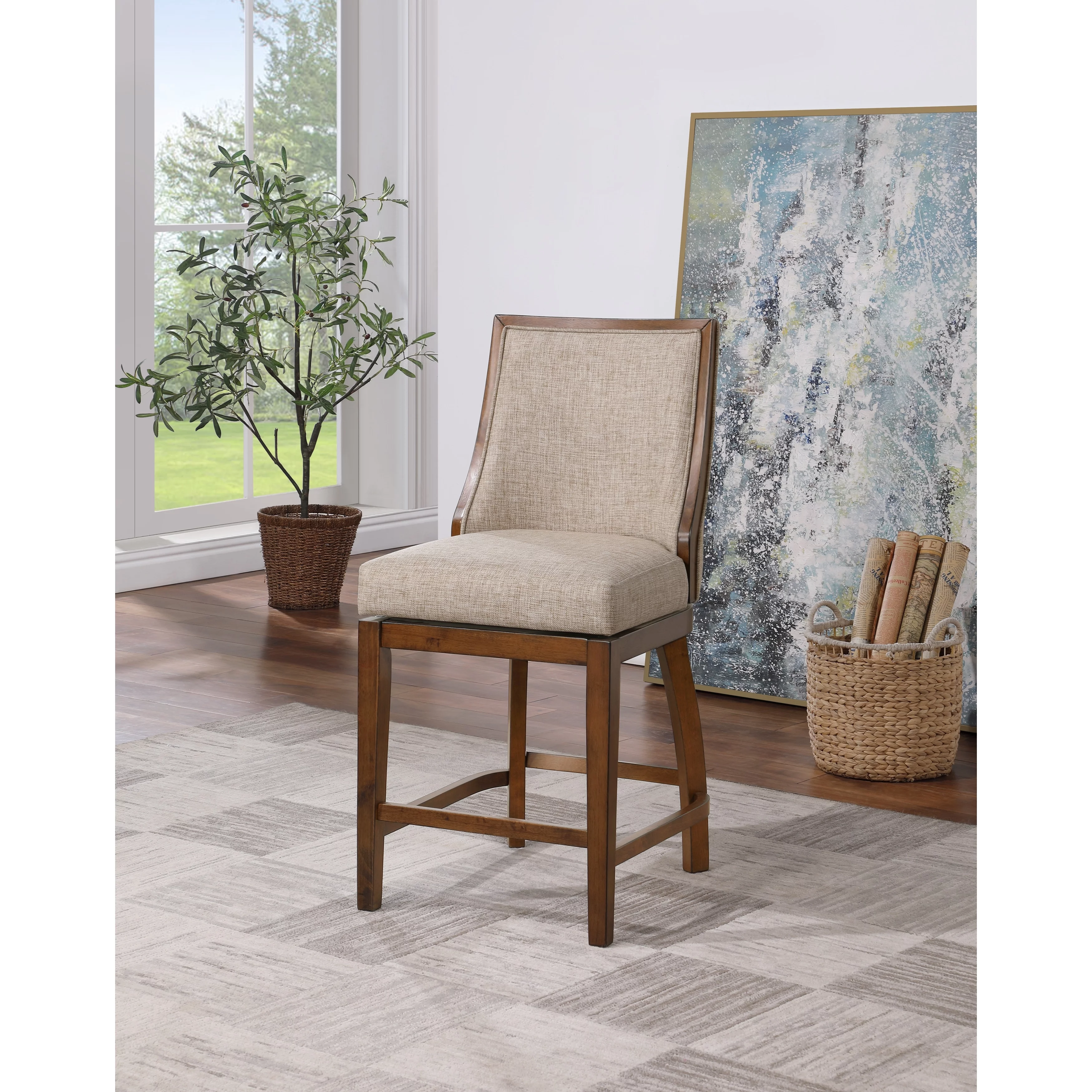 Home 2 Office 24" Katherine Linen Upholstered Swivel Barstool