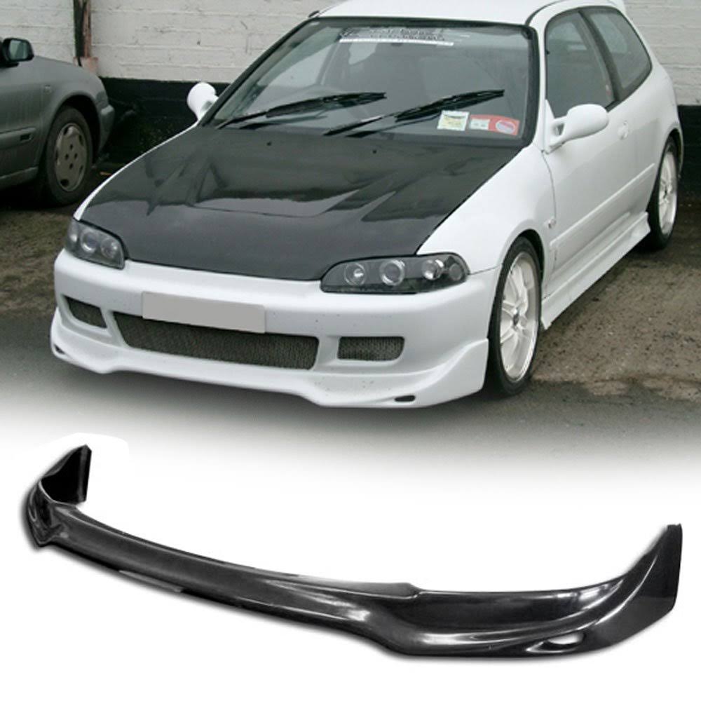 Ikonmotorsports JDM Urethane Front Bumper Lip Spoiler Compatible with 96-98 Honda Civic PU Bodykit, Black