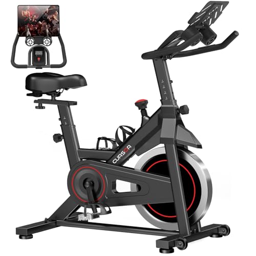 CURSOR FITNESS Exercise Bike, Stationary Bikes for Home, 300 LBS Capacity, Workout Bike with Silent Belt Drive