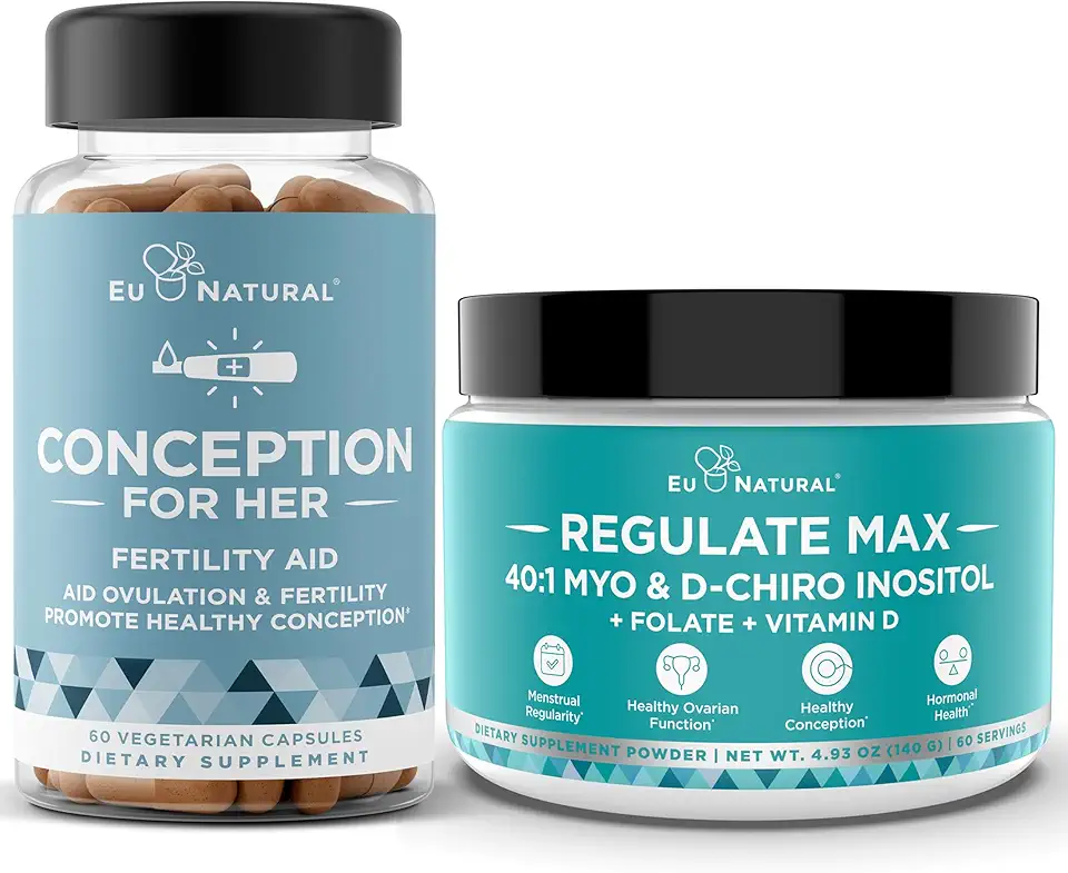Conception for Her Capsules + Regulate MAX Myo-Inositol D-Chiro Inositol Powder - Fertility Support, Hormone Balance, Regulate Cycles