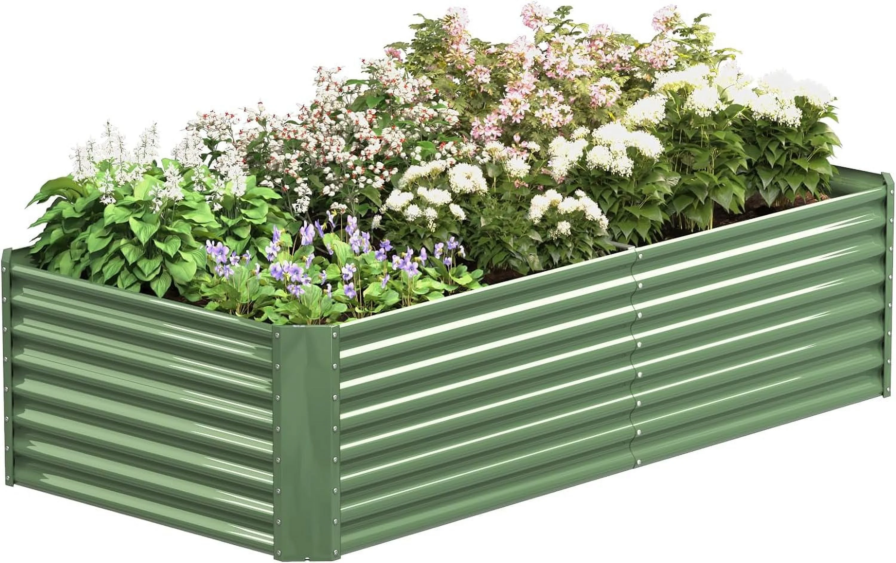 OGKBIR 8x4x2ft Galvanized Metal Raised Garden Bed for Vegetables, Outdoor Garden Raised Planter Box, Backyard Patio Planter Raised Beds for Flowers