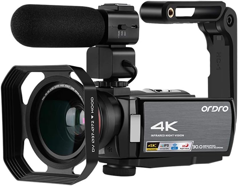 4K Video Camera Camcorder ORDRO HDR-AE8 4K UHD 1080P 60FPS Digital WiFi Camera Camcorder with IR Night Vision 3.0 '' IPS Touch Screen Camcorder with