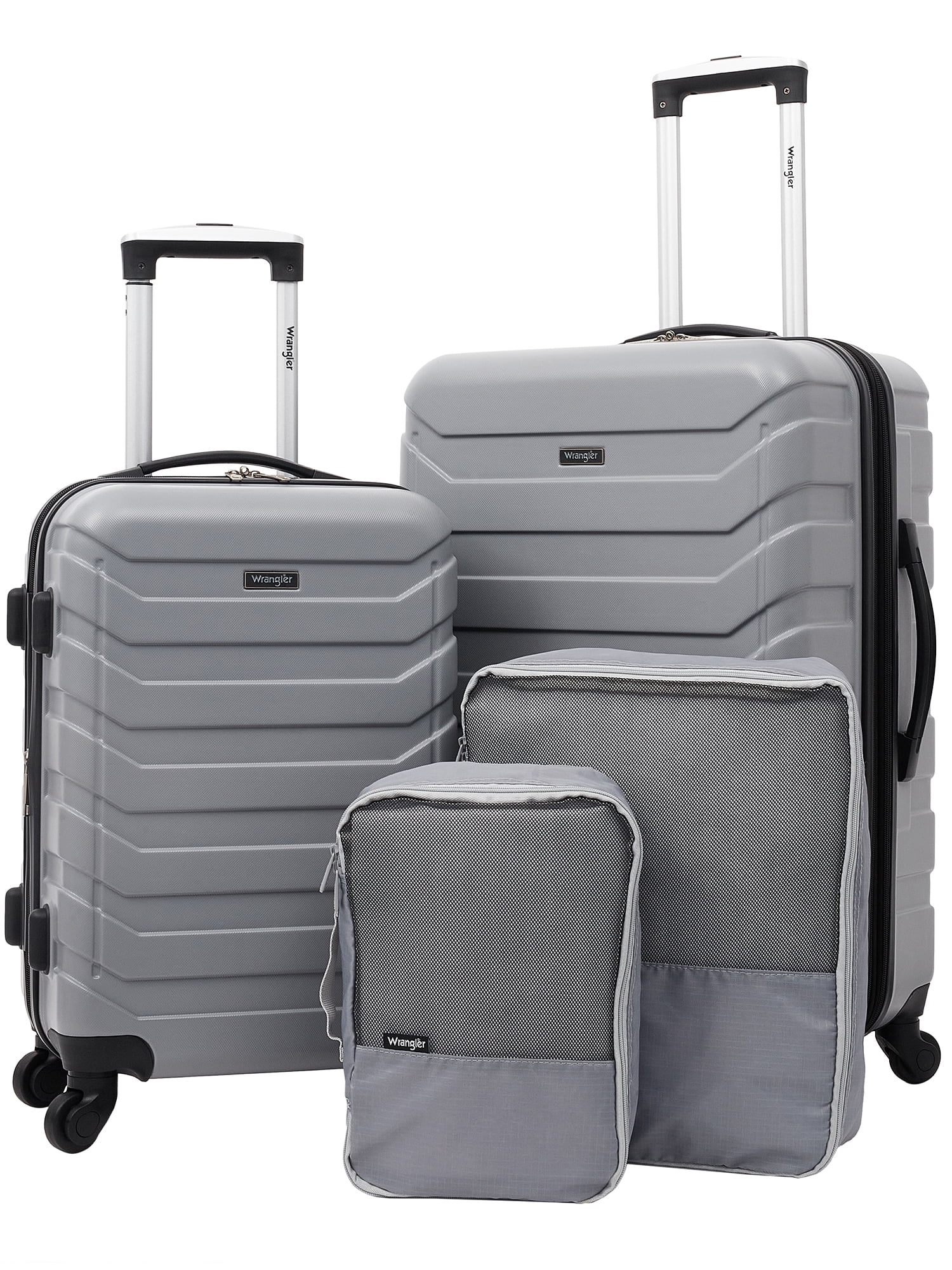 Wrangler 4 Piece Rolling Hardside Luggage Set, Sharkskin - Radiant Selections
