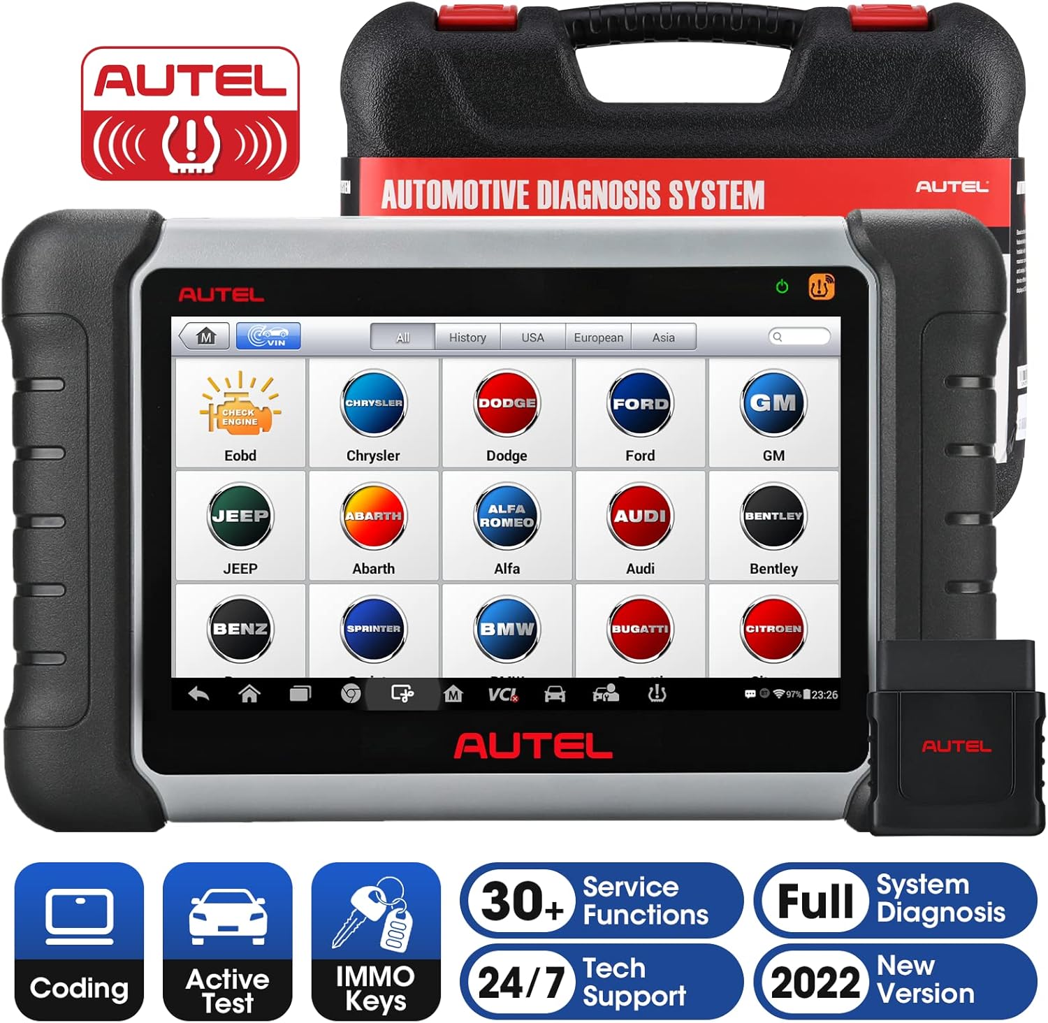 Autel MaxiPRO MP808TS Diagnostic Scanner: 2022 Auto Scan Tool for All Cars with 30+ Special Service, Comprehensive TPMS Solutions