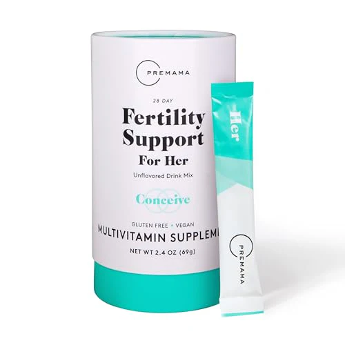 Premama Fertility Support for Her Powder Packets, Multivitamin Supplement To Support Normal Ovulatory Function and Egg Quality, Gluten-Free, Vegan