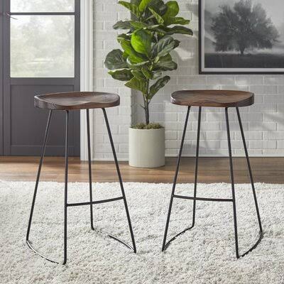 Bussard Solid Wood Bar u0026 Counter Stool 17 Stories Seat Height: Bar Stool (30.3x22 Seat Height), Color: Walnut