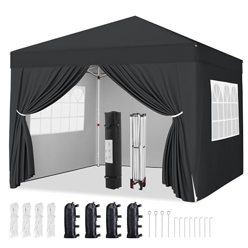 Yaheetech 10x10 Pop Up Canopy with 4 Removable Sidewalls, Portable Enclosed Instant Tent, Waterproof Outdoor Tent, Beach Sun Shelter with 4 Sandbags