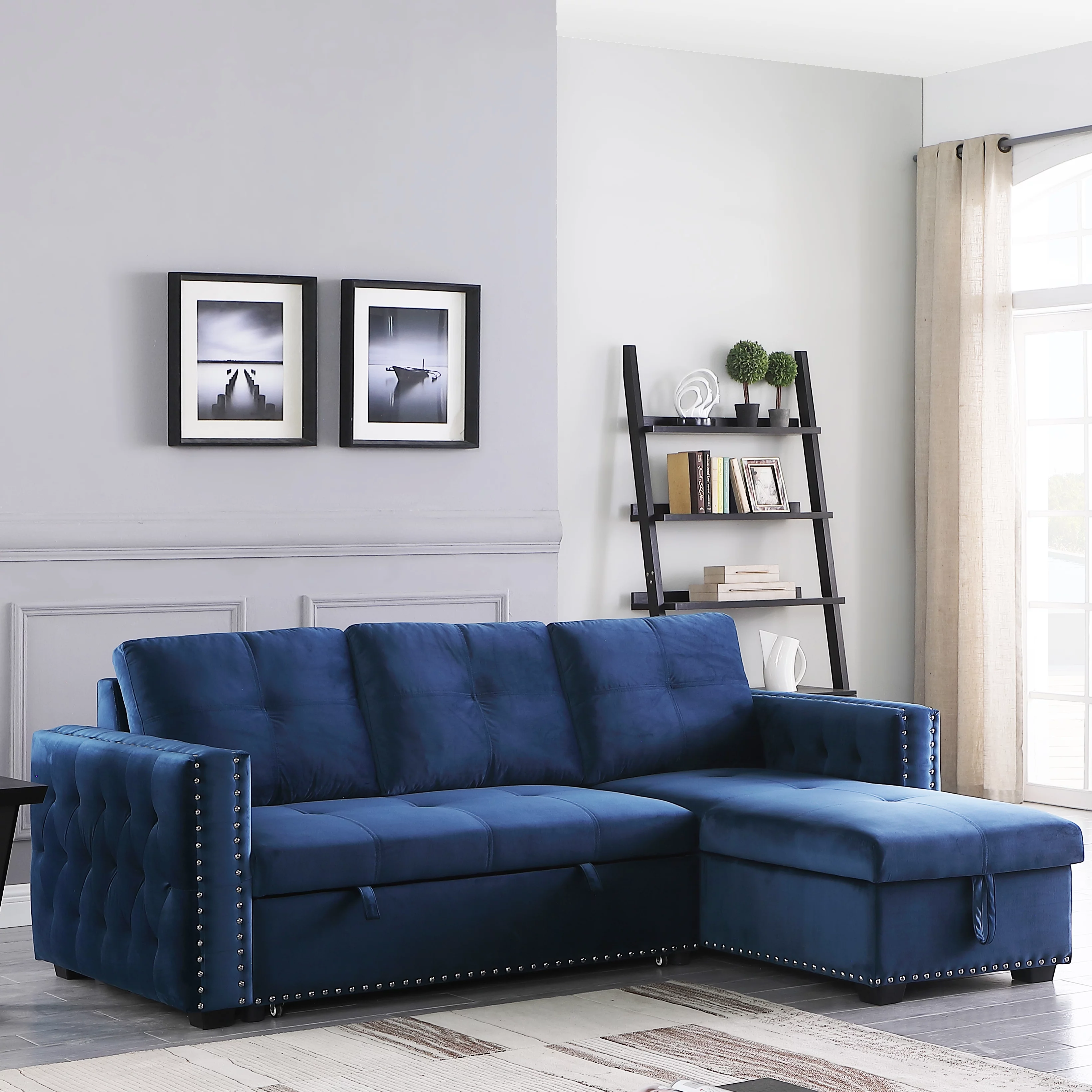 Morden Fort Modern Contemporary Sectional Sofa L-Shape with Storage Reversible Sleeper Couch