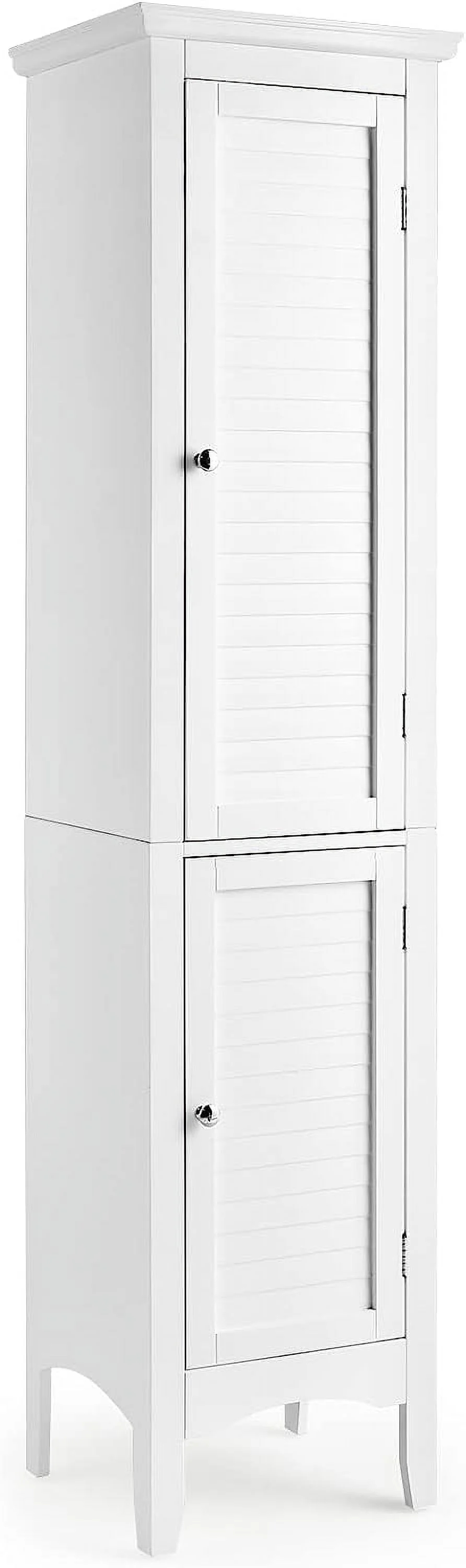 Bathroom Tall Storage Cabinet - Narrow Freestanding Floor Cabinet with Doors, 5 Tier Shelves(1 Height Adjustable)