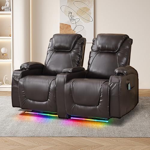 Power Loveseat Recliner Chair, Electric Home Theater Seating with Storage Armrest