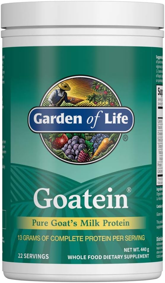 Garden of Life Goat Protein Powder - Goatein Pure Goat's Milk Protein Powder, 13g Complete Protein & 5g Carbs per Serving, Gluten Free, 22 Servings