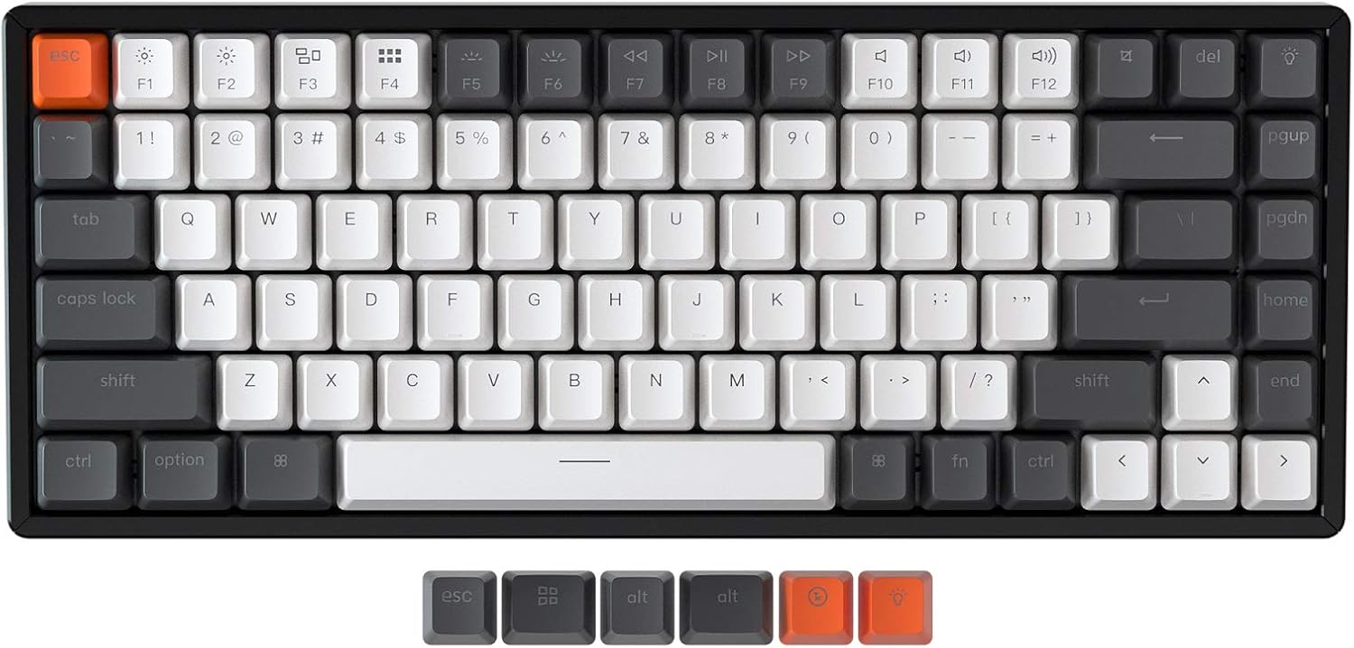Keychron K2 75% Layout 84 Keys Hot-swappable Bluetooth Wireless/USB Wired Mechanical Keyboard with Gateron G Pro Brown Switch/Double-Shot Keycaps/RGB