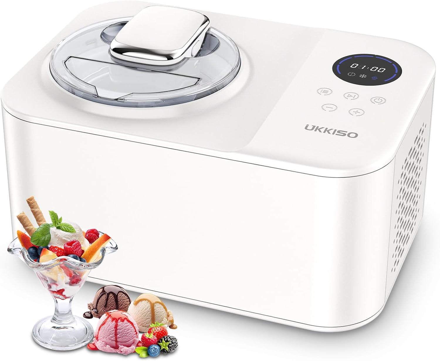 Ice Cream Maker for Home: 1.2L Automatic Ice Cream Maker Machine with LCD Display
