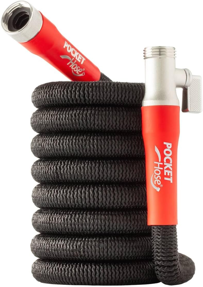 Pocket Hose Silver Bullet 2.0 Expandable Garden Hose 25-FT with Turbo Shot Nozzle, AS-SEEN-ON-TV, Lead-Free, Solid Aluminum Connectors