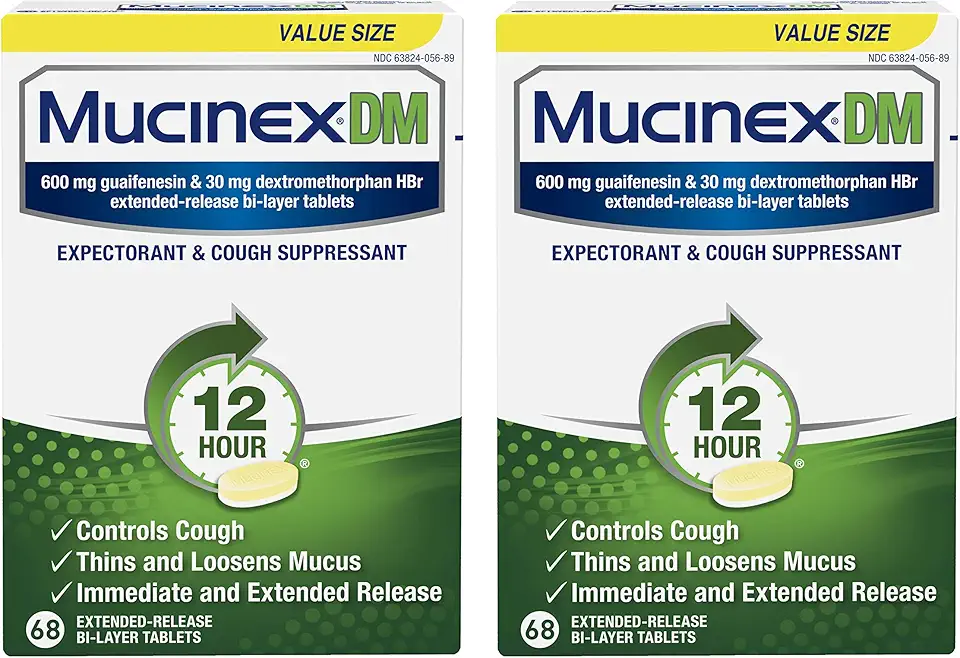 Mucinex DM 12 hour Cough and Chest Congestion Medicine, Expectorant and Cough Suppressant, Lasts 12 hours, Powerful Symptom Relief