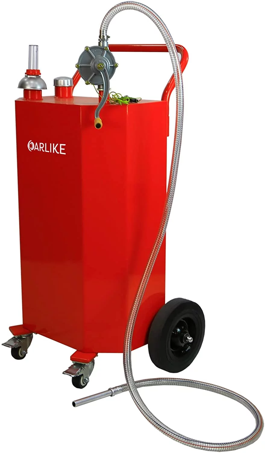 Oarlike 30 Gallon Gas Fuel Transfer Tank Portable Oil Storage Can for Propane Diesel Gasoline Kerosene with Hand Pump Gas Caddy on 4 Wheels for Boat