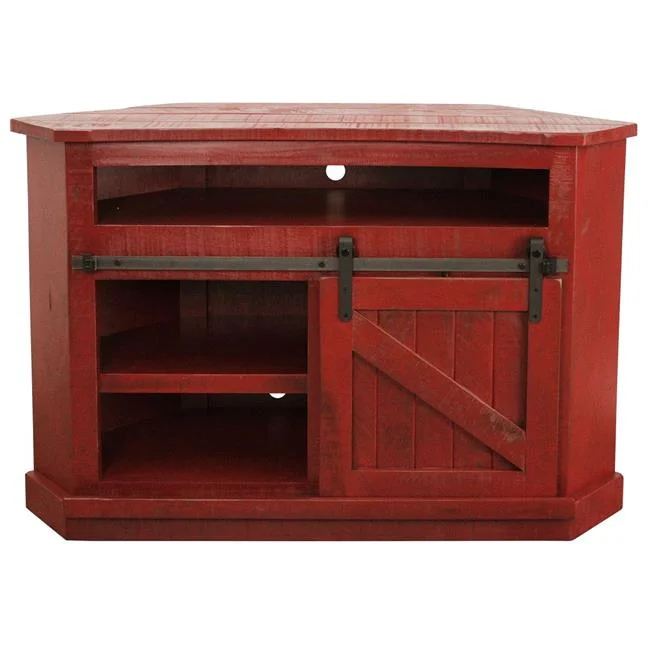 American Heartland  36 in. Rustic Alcove Corner TV Stand, Dark Blue