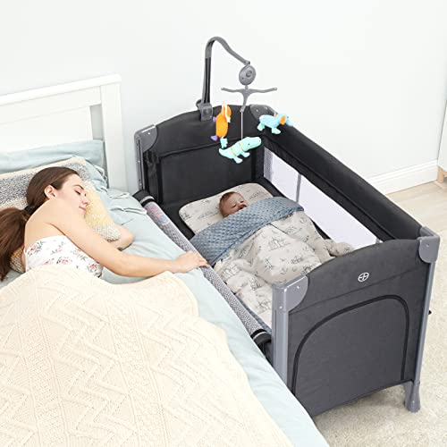 Ktaxon 3 in 1 Baby Bassinet, Bassinet Bedside Sleeper Baby Crib with 3 Levels Height Adjustment