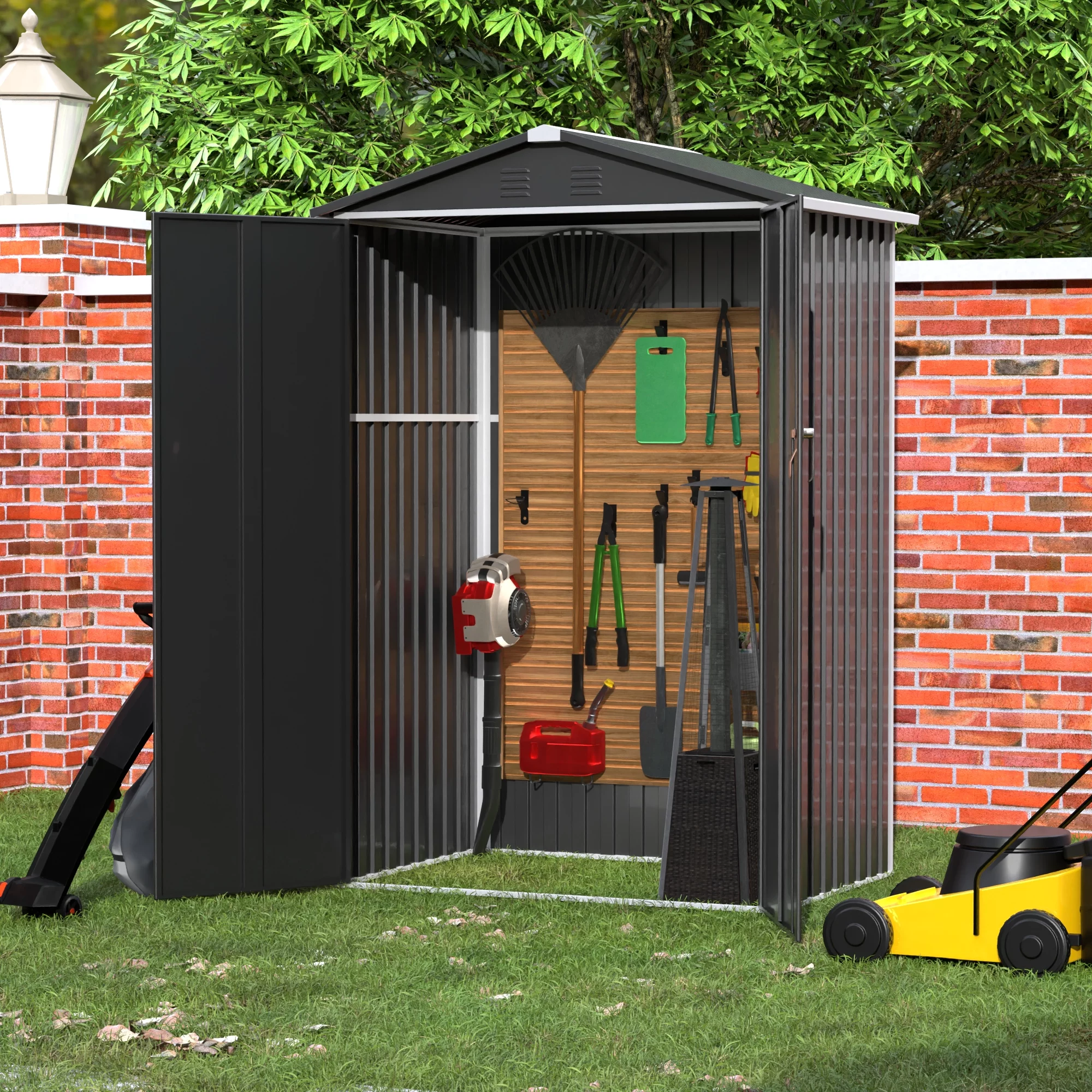 GangMei Metal Outdoor Storage Shed 4FT x 3FT, Anti-Corrosion Metal Garden Shed