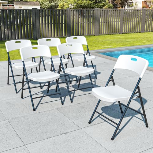 6 Pack Folding Chairs, 700lbs Capacity Heavy Duty Folding Chair with Reinfoced Steel Frame for Indoor/Outdoor Use