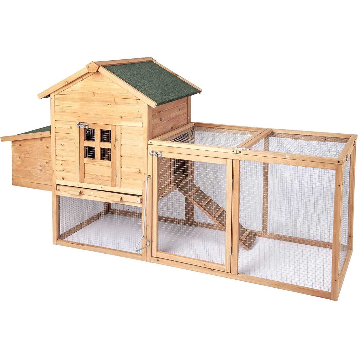 Grezone Chicken Coop Large Wooden Outdoor Hutch Hen Cage with Ventilation Castle Door - Pet Supplies online store
