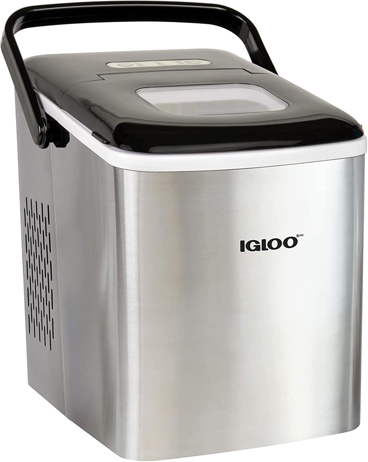 Igloo ICEB26HNSS Automatic Self-Cleaning Portable Electric Countertop Ice Maker Machine With Handle, 26 Pounds in 24 Hours