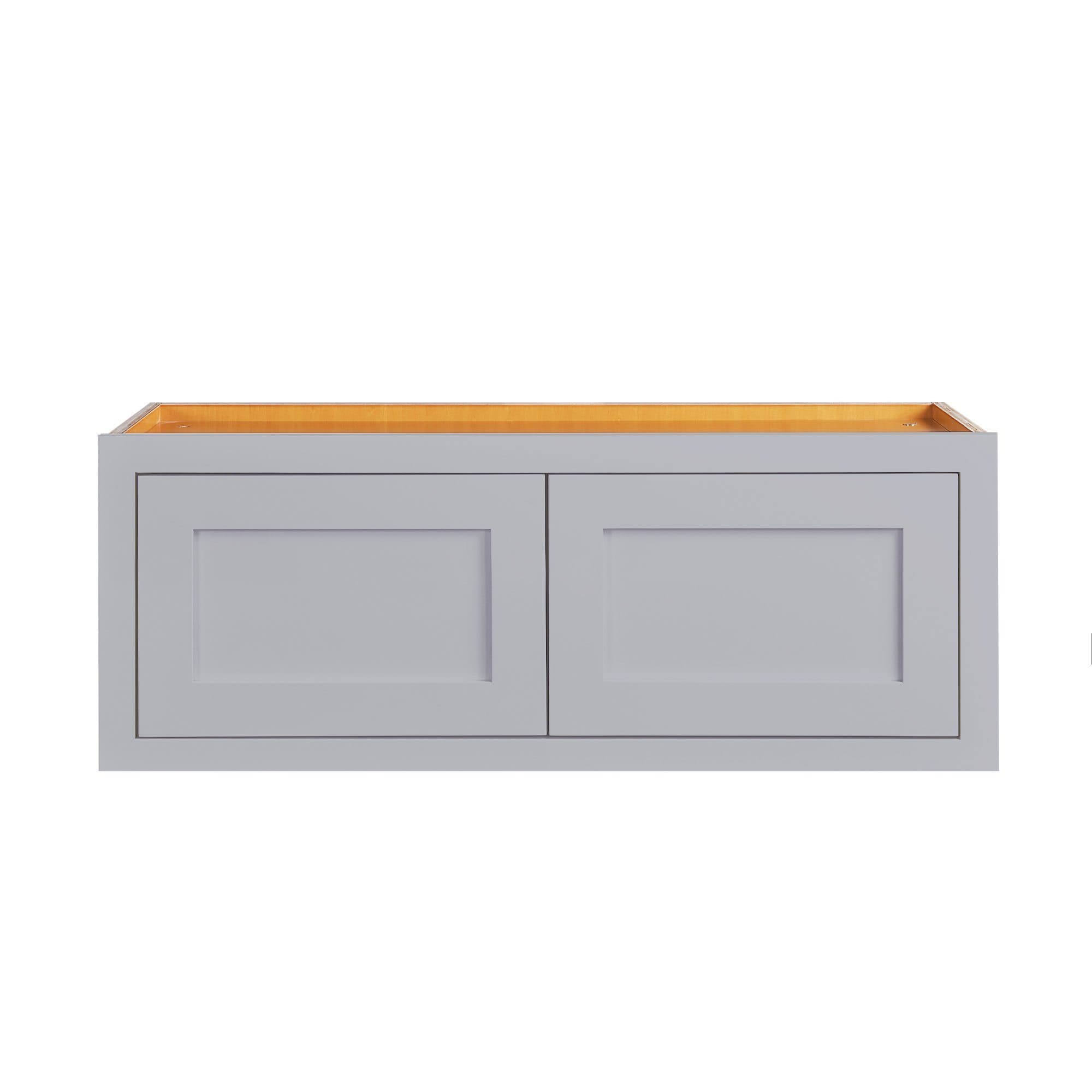 RTA Wholesalers 30x22 Wide Inset Bridge Light Gray Inset Shaker Wall Cabinet - Double Door 12x22 Tall