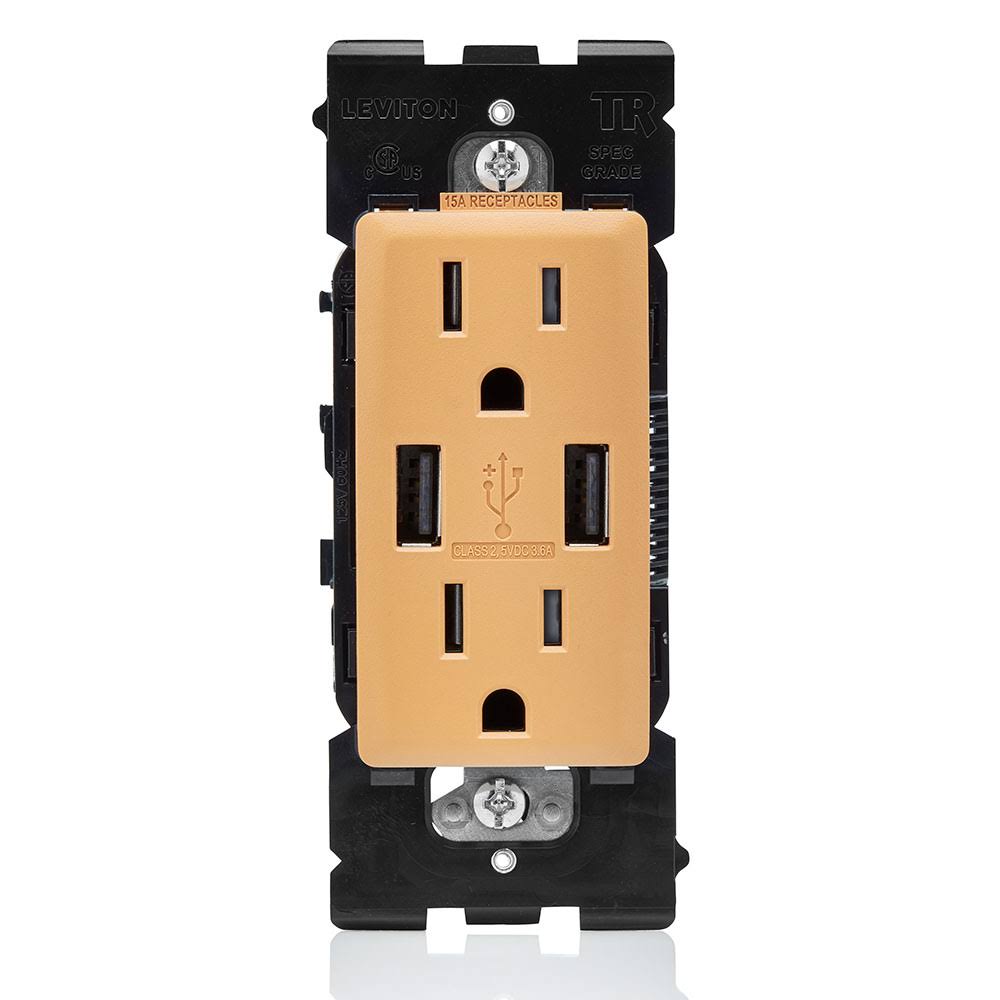Leviton RUAA1-TC Renu 15A Receptacle USB Chr