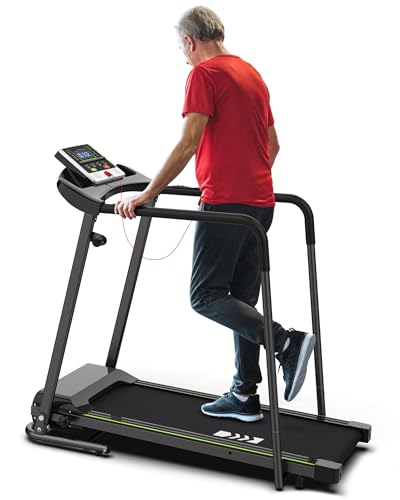 Redliro Walking Treadmill with Long Handrail for Balance, Recovery Fitness Exercise Machine Foldable for Home use with Holder for Phone & Cup
