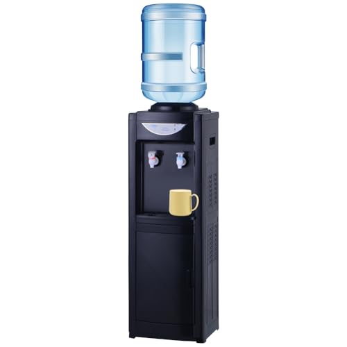 Hot & Cold Top Loading Water Dispenser,5 Gallons Water Coolers with Child Safety Lock Removable Drip Tray & Storage Cabinet