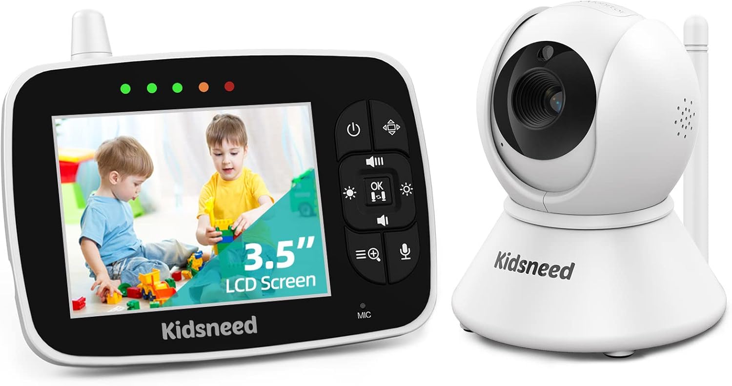 Baby Monitor with Camera and Audio - 3.5 Inch Video Baby Monitor with Remote Control Pan& Tilt &Zoom Camera, Two-Way Audio, Night Vision