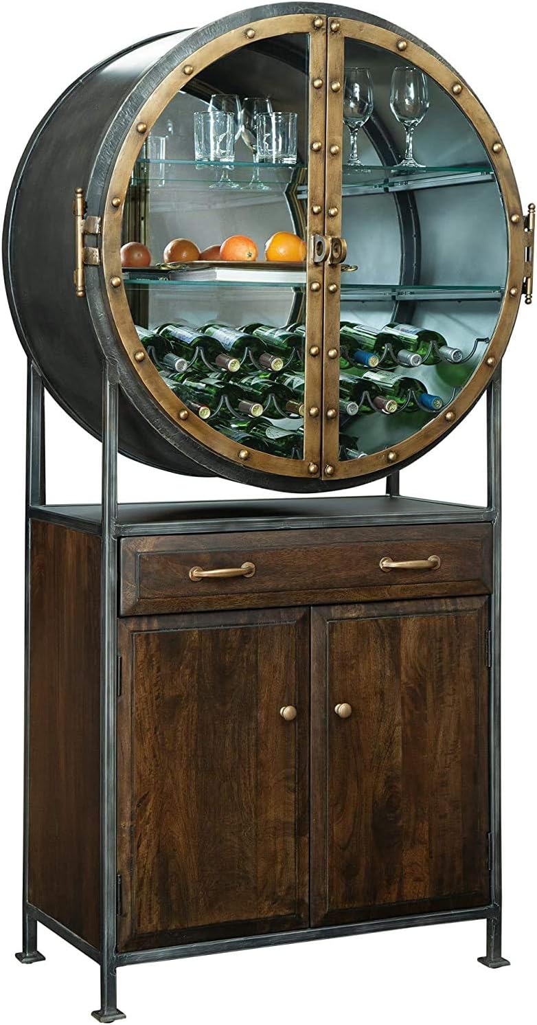 Howard Miller Rob Roy Wine & Bar Cabinet 695-236 – Distressed Display, Rustic Hardwood Storage Liquor Console & Rack