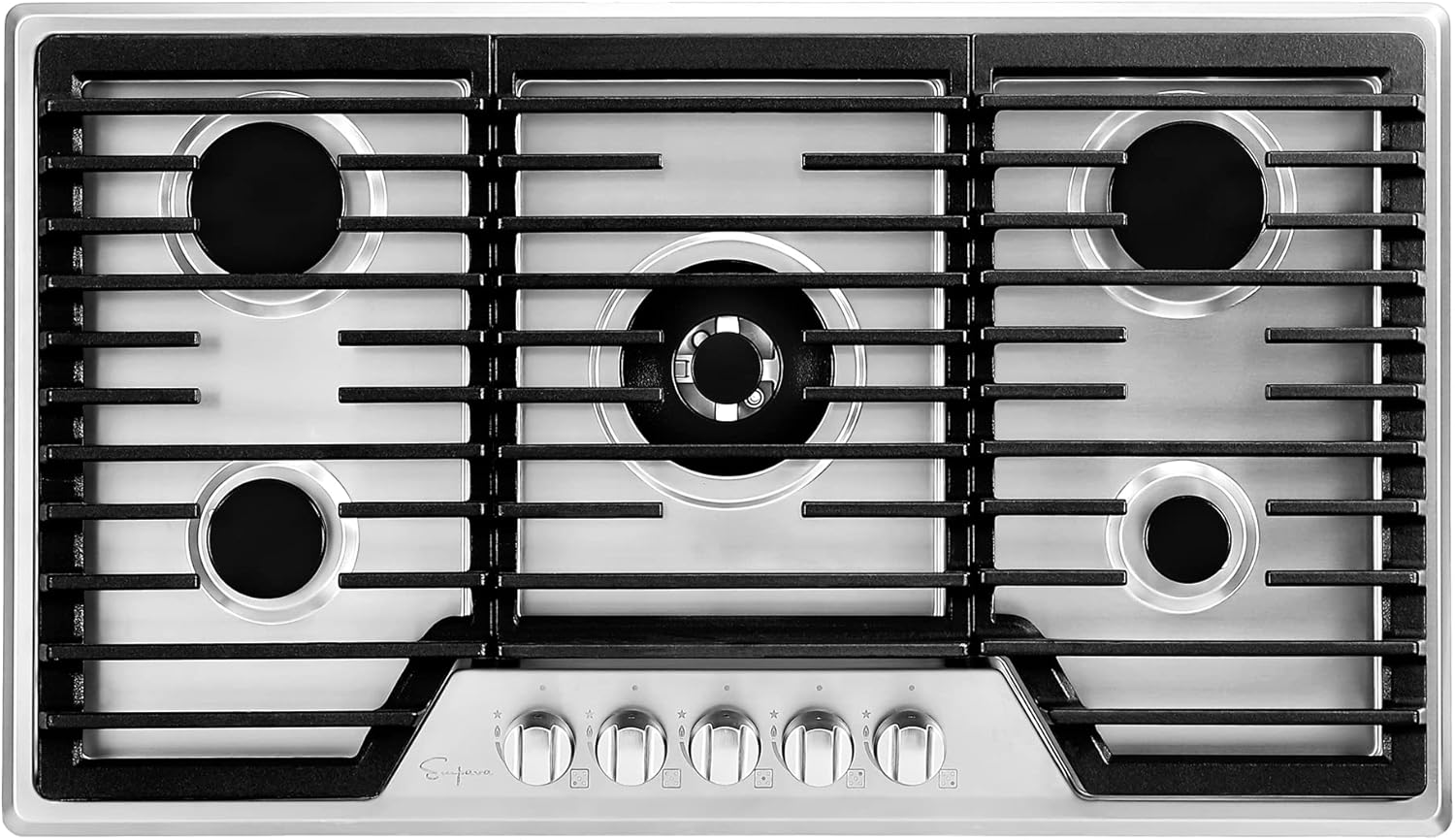 Empava 36 in. Built Cooktop in Stainless Steel with 5 Gas Stove Including A 18000 BTU Power Burner, 36IN, Silver
