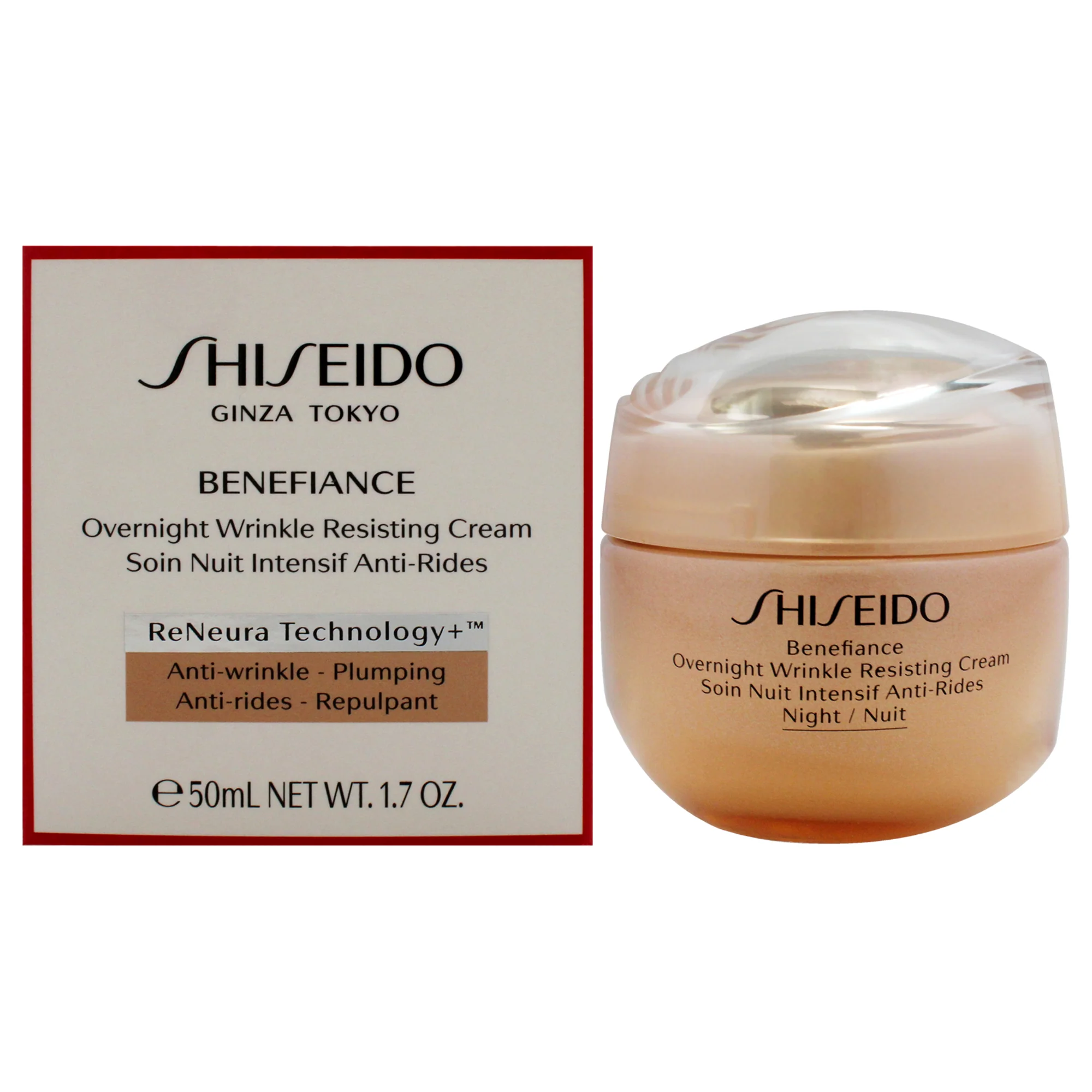 Benefiance Overnight Wrinkle Resisting Cream by Shiseido for Women - 1.7 oz Cream