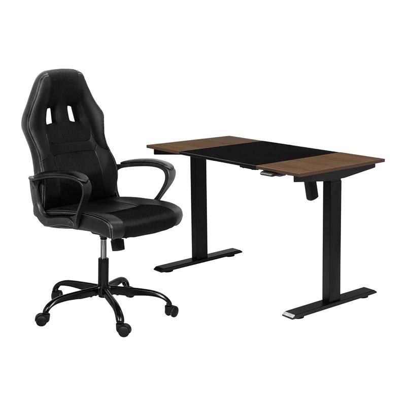 Furniture of America Edison Modern Metal 2-Piece Desk and Chair Set in Black - IDF-7001B-6022B