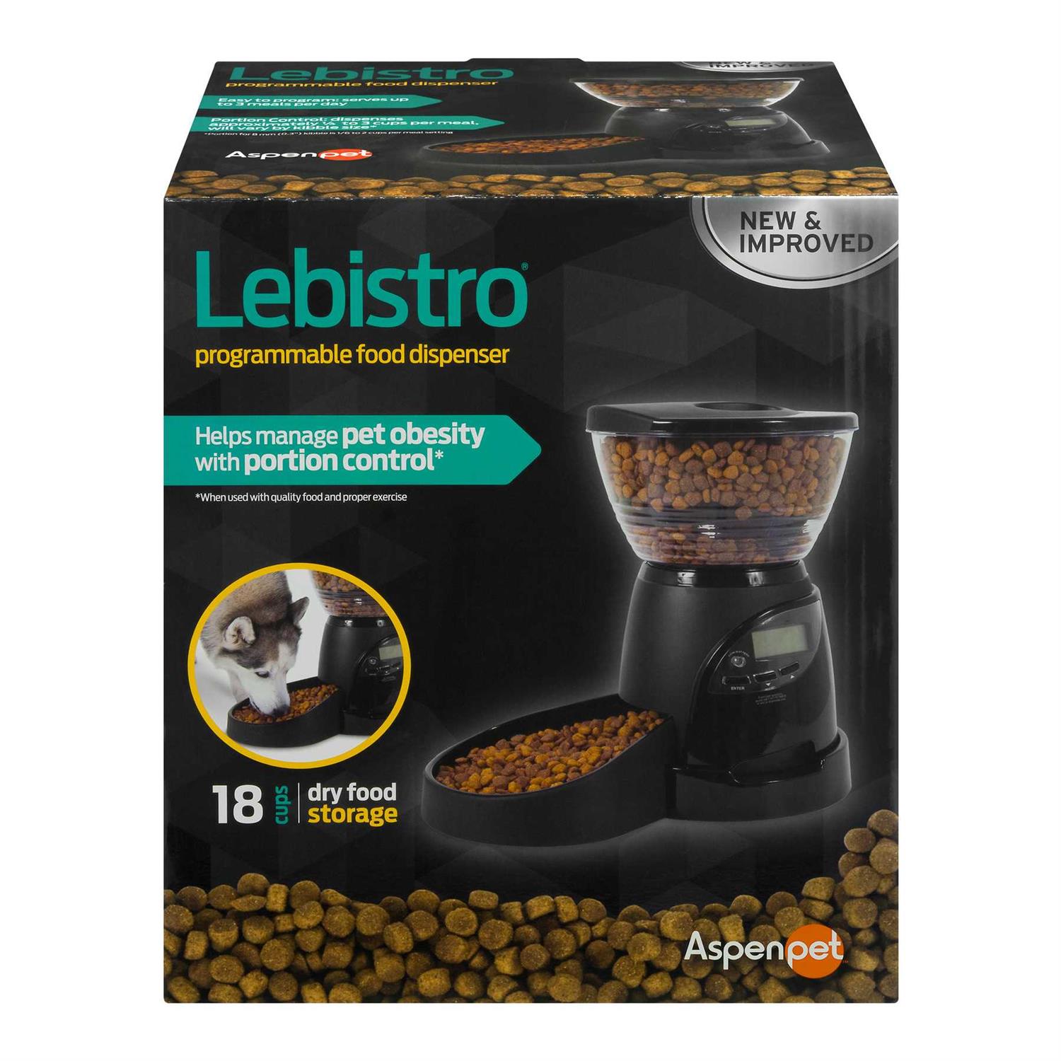 Petmate Aspen Pet LeBistro Portion Control Programmable Feeder, Black - Pet Supplies online store