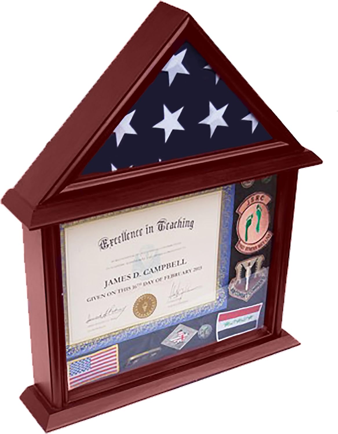 DECOMIL - 3x5 Flag Display Case with Certificate and Document Holder Mango Finish