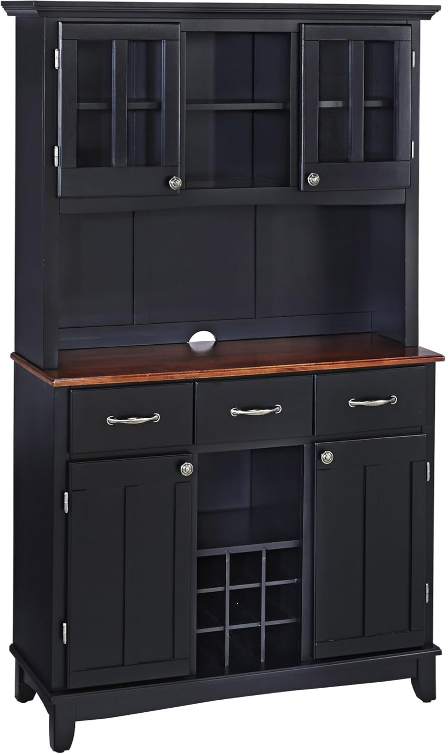 Homestyles Black Cherry Wood Top Buffet Server and Hutch