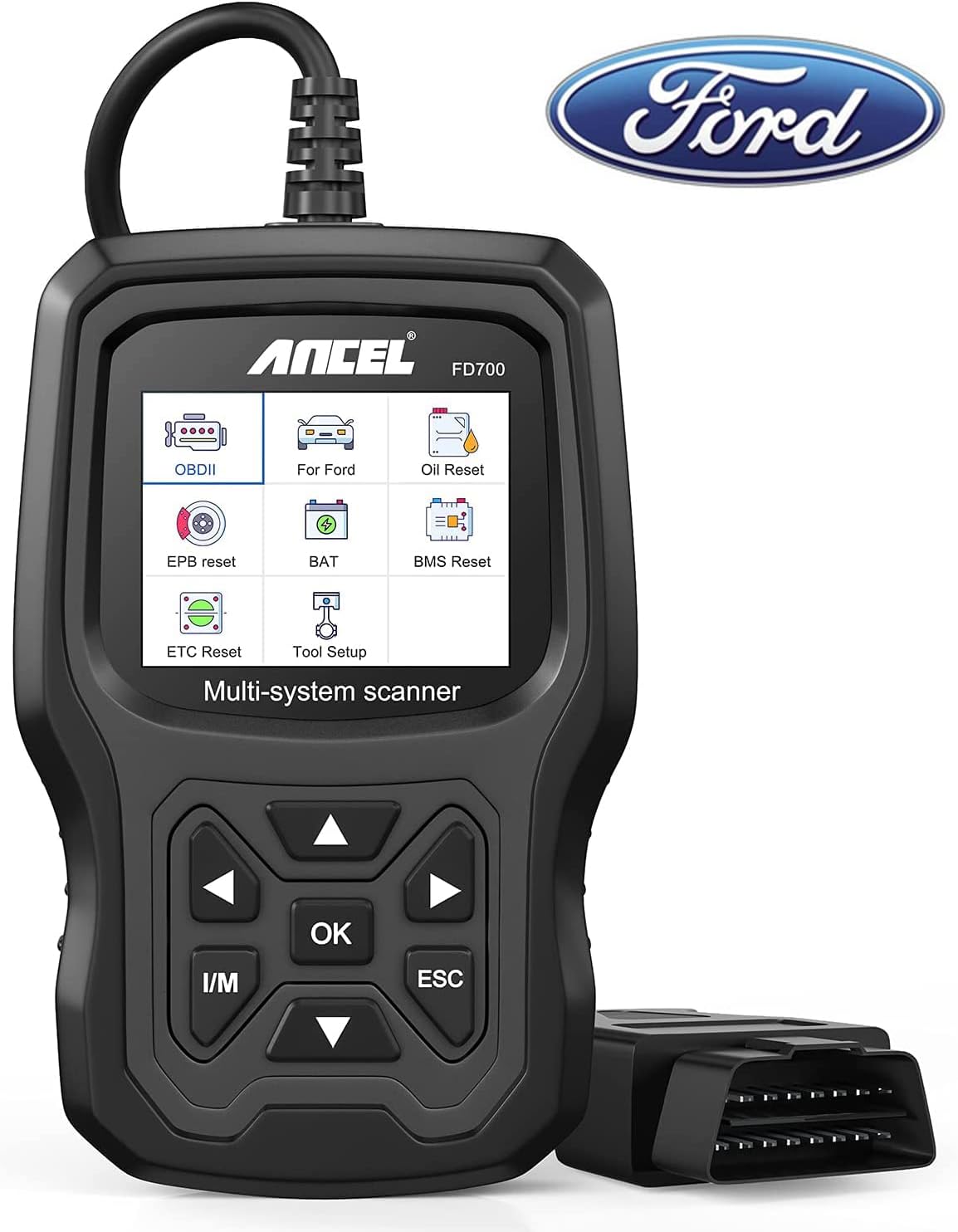 ANCEL FD700 All System OBD2 Scanner for Ford Vehicles Automotive Code Reader Diagnostic Scan Tool with SRS SAS Calibration Oil TPMS IQA EPB BMS DPF